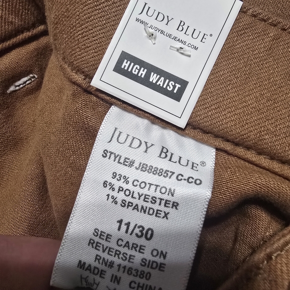 NWT Judy Blue Garmet Dyed Straight Leg Camel Colored High Waist Jeans, Sz 11/30. - Picture 9 of 11